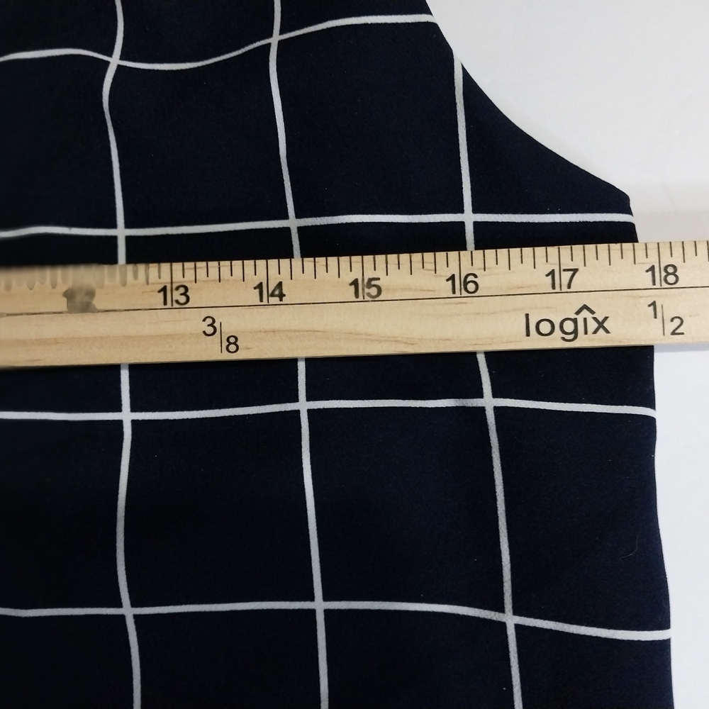 LULUS size L Dark Blue and White Checkered Midi Elegant Formal Dress - Picture 7 of 16